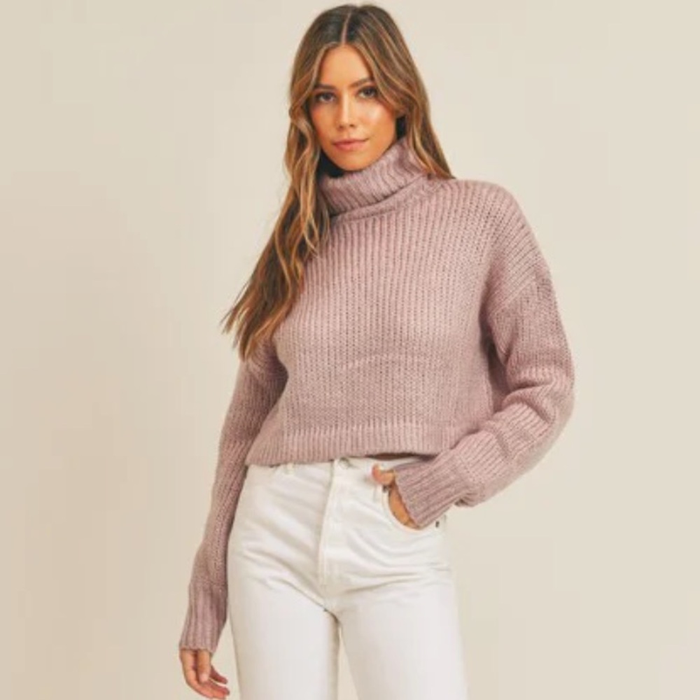Cropped Turtle Neck Sweater